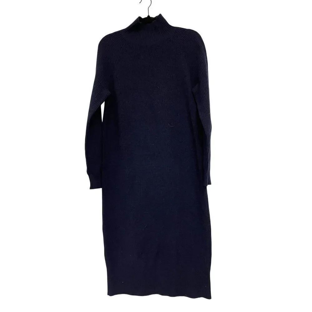Boden Womens Sweater Midi Dress UK 14 US 10 Navy Blue Knit mock neck D0385 NWT